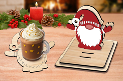 Gnome Laser Christmas Coaster SVG Holiday Present Decoration Product Image 1