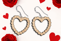 SVG Love Heart Beads Earrings Valentine Laser Gift Romance Product Image 1