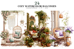 Cozy Watercolor Balcony PNG Collection Product Image 1