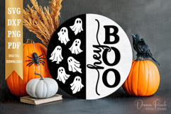Hey Boo Door Hanger SVG DXF EPS Cut Files for Halloween Product Image 1