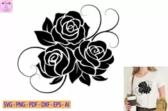 Rose Svg, Flower Svg, Rose Flowers Svg Silhouette. Product Image 1