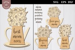 Flower holder with stand laser cut files Mothers day svg Product Image 1