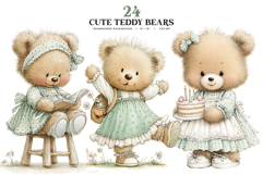 Nursery Teddy Bear Clipart PNG Set Product Image 1