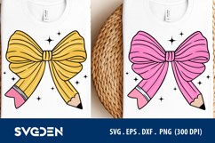 Pencil Coquette Bow Bundle SVG / Coquette Teacher Pencil SVG Product Image 1