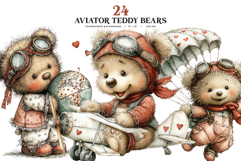 Aviator Teddy Bears PNG Clipart Set Product Image 1