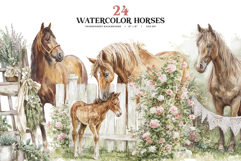 Watercolor Horse Clipart PNG Set Product Image 1