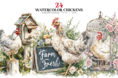 Watercolor Chicken Clipart Bundle Product Image 1