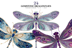Gemstone Dragonfly Clipart PNG Set Product Image 1