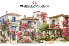 Watercolor Mediterranean Villa Product Image 1