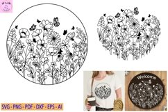 Flower and Butterfly Svg, Blooming flower svg, Flowers Svg Product Image 1