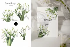 Watercolor Snowdrops Floral Clipart - Snowdrops Bouquets Product Image 2