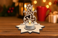 SVG Snowflakes Pattern Snowman Christmas Candle Holder Laser Product Image 2