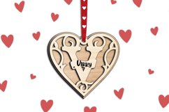 Valentine Day Monogram Letter V Love Gift Romantic SVG Laser Product Image 3
