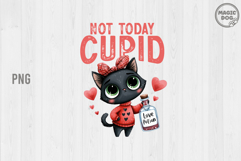 Not Today Cupid Black Cat PNG: Anti Valentine’s Day Product Image 1