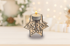 Holiday Snwoflakes SVG Laser Christmas Star Candle Holder Product Image 3