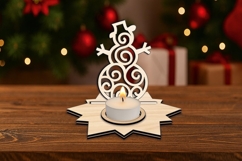 Christmas Snowman SVG Holiday Candle Holder Star Base Laser Product Image 2
