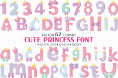 Cute Princess Font | Alphabet Letter Number Pink SVG EPS PNG Product Image 1