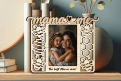 SVG Mama and Me Frame Photo Bee Summer Honeycomb Laser Gift Product Image 2
