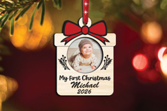My First Christmas Gift Box Baby Photo Ornament SVG Laser Product Image 1