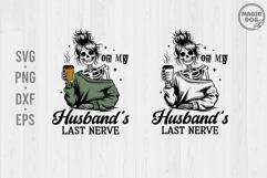 On My Husband’s Last Nerve|Funny Skeleton Wife|Halloween Product Image 1