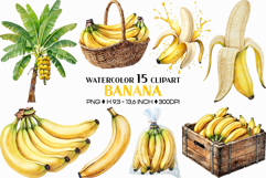 Banana PNG | Watercolor Fruit Sweet Juicy Summer Fresh Clip Product Image 1