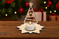 SVG Holiday Christmas Tree Star Candle Holder Laser Decor Product Image 4