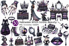 Halloween Witch Gothic Beauty | Watercolor Cosmetics PNG Product Image 1