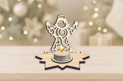 SVG Winter Themed Angel Candle Holder Laser Christmas Gift Product Image 3