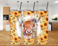 Cow and Sunflower 20oz Tumbler Wrap for Sublimation PNG file Product Image 2