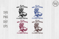 Feral Forties Raccoon Midlife Crisis Retro Design Product Image 2