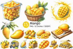 Mango PNG | Watercolor Fruit Summer Fresh Produce Clipart Product Image 1
