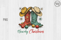 Howdy Christmas Western Cowboy Boots|Country Christmas PNG Product Image 1