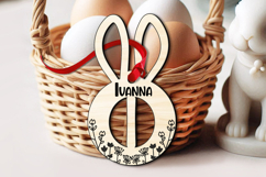 Letter I Laser Easter Bunny Basket Tag Ornament SVG Flowers Product Image 2