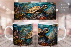 Underwater Mug Sublimation | Stained Glass Turtle Mug Wrap Product Image 1
