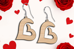 SVG Love Heart Shape Earrings Gift Laser St Valentine's Day Product Image 2