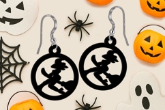 Halloween Witch Broom Earrings SVG Laser Gift Scary Dark Hat Product Image 2