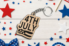 Happy 4th July Keychain Laser SVG Gift America Banner Flag Product Image 1