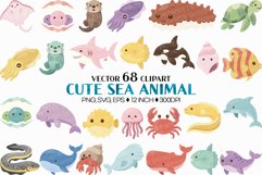 Cute Sea Animal | Clip art PNG Vector Ocean Turtle Whale eps Product Image 1