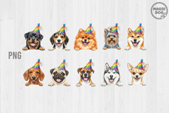 Cute Dog Birthday Watercolor Dog Breeds, Peeking Dog PNG Product Image 1