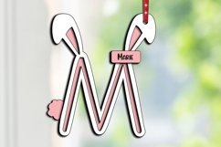 Laser cut SVG Letter M Easter Basket Tag Ornament Bunny Tail Product Image 2