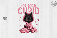Not Today Cupid Black Cat PNG: Anti Valentine’s Day Product Image 1