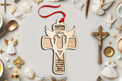 Letter U Laser Gift Cross Ornament SVG Monogram Holy Baptism Product Image 3