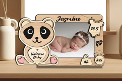 Laser Panda SVG Baby Photo Frame Present Board Newborn Pic Product Image 2