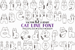 Cat Line Font | Cute Alphabet SVG Numbers EPS Clipart Kitten Product Image 1