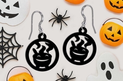 Halloween Witch Cauldron Bubbling Earrings SVG Laser Present Product Image 2