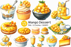 Mango Dessert | Watercolor Tropical Sweet treat Juicy PNG Product Image 1