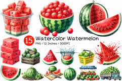 Watermelon PNG | Watercolor Fruit Summer Refreshment Clipart Product Image 1