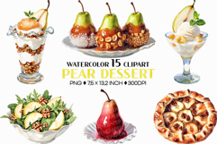 Pear Dessert | Watercolor fruit bakery sweet elegant Clipart Product Image 1