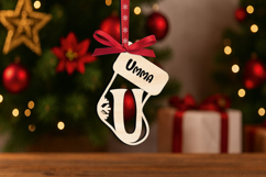 Christmas Letter U Laser SVG Ornament Sock Alphabet Monogram Product Image 2
