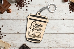 Coffee n Books Cup Keychain Gift SVG Laser Present Takeaway Product Image 2